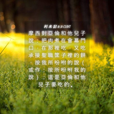 Picture 04 - 利 未 記 8:31 CUVT - 摩 西 對 亞 倫 和 他 兒 子 說 ： 把 - Bible Verse Picture