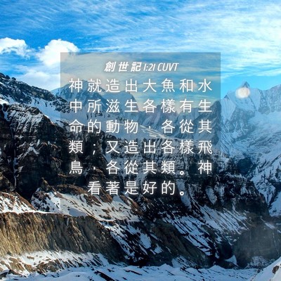 Picture 04 - 創 世 記 1:21 CUVT - 神 就 造 出 大 魚 和 水 中 所 滋 生 - Bible Verse Picture