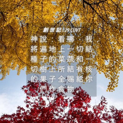 Picture 04 - 創 世 記 1:29 CUVT - 神 說 ： 看 哪 ， 我 將 遍 地 上 一 - Bible Verse Picture