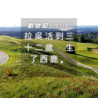 Picture 04 - 創 世 記 11:20 CUVT - 拉 吳 活 到 三 十 二 歲 ， 生 了 西 - Bible Verse Picture