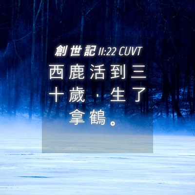 Picture 04 - 創 世 記 11:22 CUVT - 西 鹿 活 到 三 十 歲 ， 生 了 拿 鶴 - Bible Verse Picture
