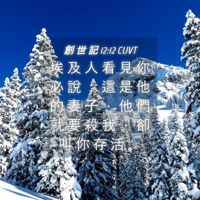 Picture 04 - 創 世 記 12:12 CUVT - 埃 及 人 看 見 你 必 說 ： 這 是 他 - Bible Verse Picture