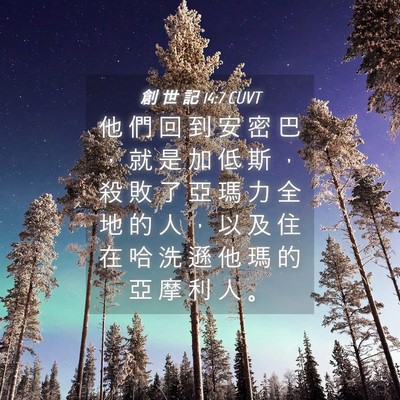 Picture 04 - 創 世 記 14:7 CUVT - 他 們 回 到 安 密 巴 ， 就 是 加 低 - Bible Verse Picture