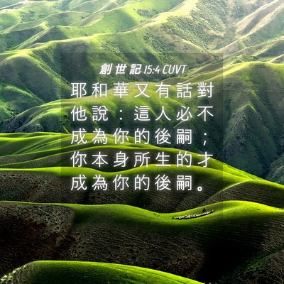 Picture 04 - 創 世 記 15:4 CUVT - 耶 和 華 又 有 話 對 他 說 ： 這 人 - Bible Verse Picture