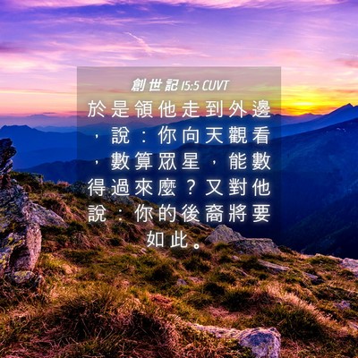 Picture 04 - 創 世 記 15:5 CUVT - 於 是 領 他 走 到 外 邊 ， 說 ： 你 - Bible Verse Picture
