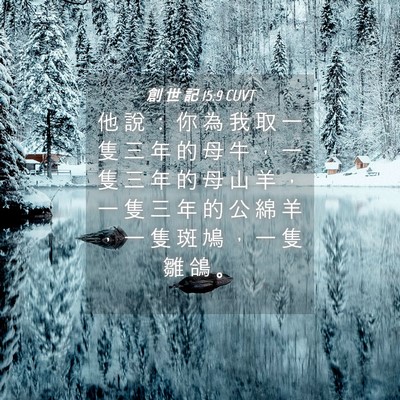 Picture 04 - 創 世 記 15:9 CUVT - 他 說 ： 你 為 我 取 一 隻 三 年 的 - Bible Verse Picture
