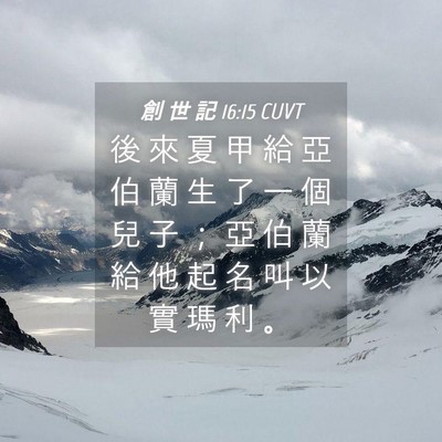 Picture 04 - 創 世 記 16:15 CUVT - 後 來 夏 甲 給 亞 伯 蘭 生 了 一 個 - Bible Verse Picture