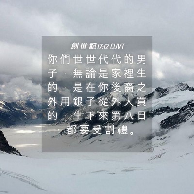 Picture 04 - 創 世 記 17:12 CUVT - 你 們 世 世 代 代 的 男 子 ， 無 論 - Bible Verse Picture