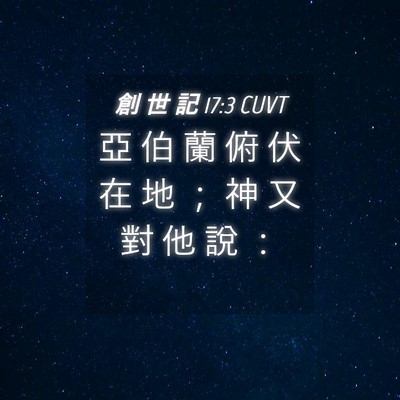 Picture 04 - 創 世 記 17:3 CUVT - 亞 伯 蘭 俯 伏 在 地 ； 神 又 對 他 - Bible Verse Picture