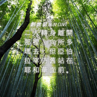 Picture 04 - 創 世 記 18:22 CUVT - 二 人 轉 身 離 開 那 裡 ， 向 所 多 - Bible Verse Picture