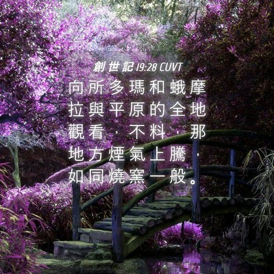 Picture 04 - 創 世 記 19:28 CUVT - 向 所 多 瑪 和 蛾 摩 拉 與 平 原 的 - Bible Verse Picture