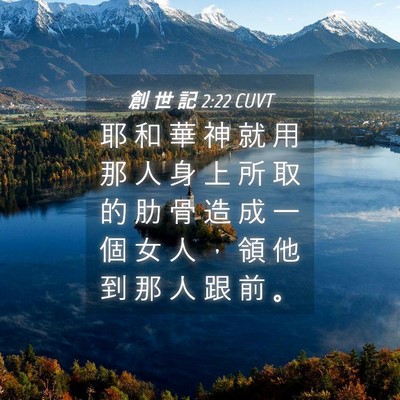Picture 04 - 創 世 記 2:22 CUVT - 耶 和 華 神 就 用 那 人 身 上 所 取 - Bible Verse Picture