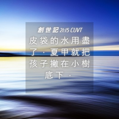 Picture 04 - 創 世 記 21:15 CUVT - 皮 袋 的 水 用 盡 了 ， 夏 甲 就 把 - Bible Verse Picture