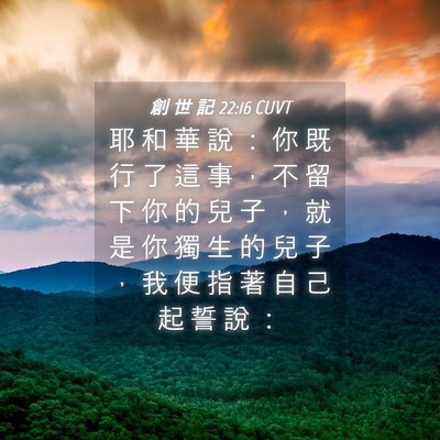 Picture 04 - 創 世 記 22:16 CUVT - 耶 和 華 說 ： 你 既 行 了 這 事 ， - Bible Verse Picture