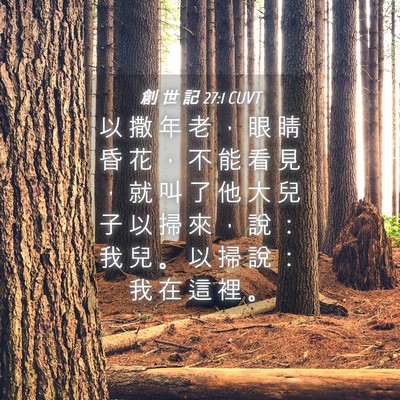 Picture 04 - 創 世 記 27:1 CUVT - 以 撒 年 老 ， 眼 睛 昏 花 ， 不 能 - Bible Verse Picture