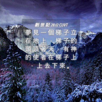 Picture 04 - 創 世 記 28:12 CUVT - 夢 見 一 個 梯 子 立 在 地 上 ， 梯 - Bible Verse Picture