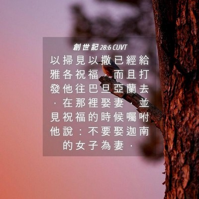 Picture 04 - 創 世 記 28:6 CUVT - 以 掃 見 以 撒 已 經 給 雅 各 祝 福 - Bible Verse Picture