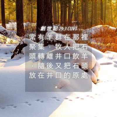 Picture 04 - 創 世 記 29:3 CUVT - 常 有 羊 群 在 那 裡 聚 集 ， 牧 人 - Bible Verse Picture