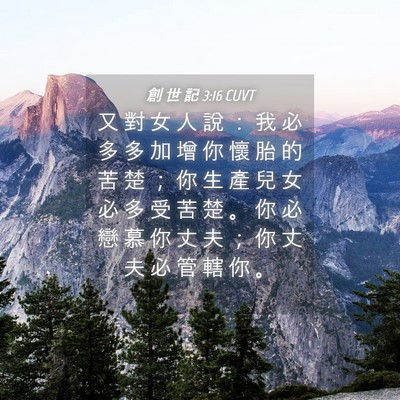 Picture 04 - 創 世 記 3:16 CUVT - 又 對 女 人 說 ： 我 必 多 多 加 增 - Bible Verse Picture