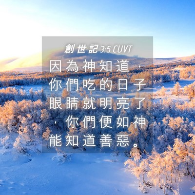 Picture 04 - 創 世 記 3:5 CUVT - 因 為 神 知 道 ， 你 們 吃 的 日 子 - Bible Verse Picture