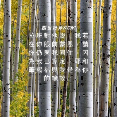 Picture 04 - 創 世 記 30:27 CUVT - 拉 班 對 他 說 ： 我 若 在 你 眼 前 - Bible Verse Picture