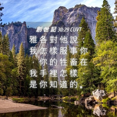 Picture 04 - 創 世 記 30:29 CUVT - 雅 各 對 他 說 ： 我 怎 樣 服 事 你 - Bible Verse Picture