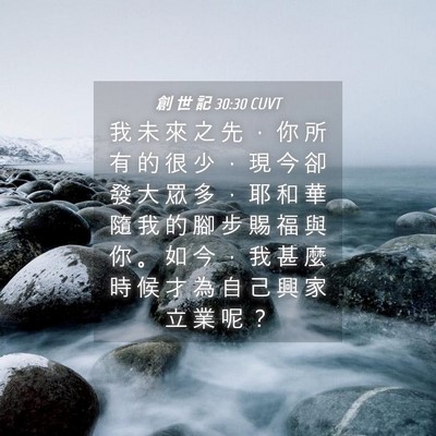 Picture 04 - 創 世 記 30:30 CUVT - 我 未 來 之 先 ， 你 所 有 的 很 少 - Bible Verse Picture