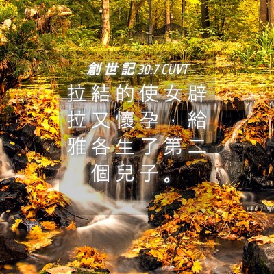 Picture 04 - 創 世 記 30:7 CUVT - 拉 結 的 使 女 辟 拉 又 懷 孕 ， 給 - Bible Verse Picture