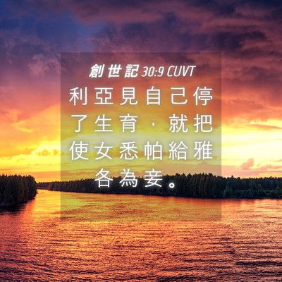 Picture 04 - 創 世 記 30:9 CUVT - 利 亞 見 自 己 停 了 生 育 ， 就 把 - Bible Verse Picture