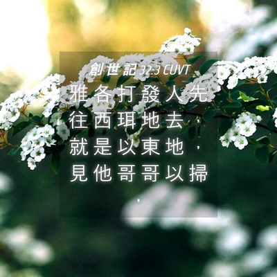 Picture 04 - 創 世 記 32:3 CUVT - 雅 各 打 發 人 先 往 西 珥 地 去 ， - Bible Verse Picture