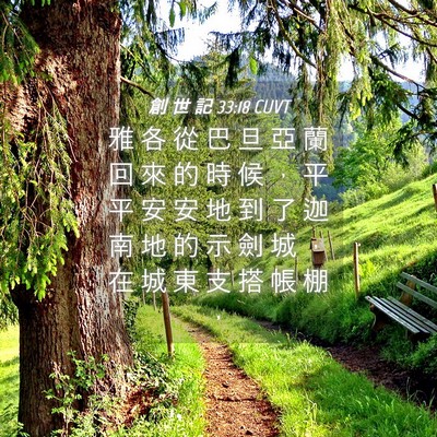 Picture 04 - 創 世 記 33:18 CUVT - 雅 各 從 巴 旦 亞 蘭 回 來 的 時 候 - Bible Verse Picture