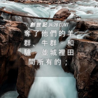 Picture 04 - 創 世 記 34:28 CUVT - 奪 了 他 們 的 羊 群 、 牛 群 ， 和 - Bible Verse Picture