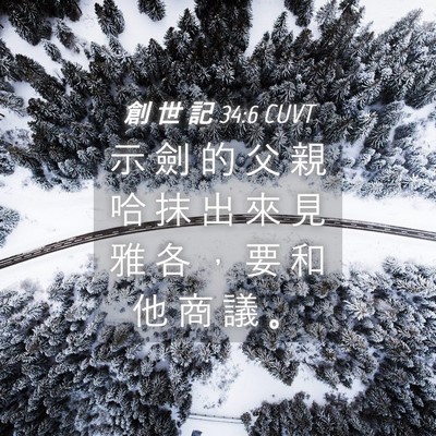 Picture 04 - 創 世 記 34:6 CUVT - 示 劍 的 父 親 哈 抹 出 來 見 雅 各 - Bible Verse Picture
