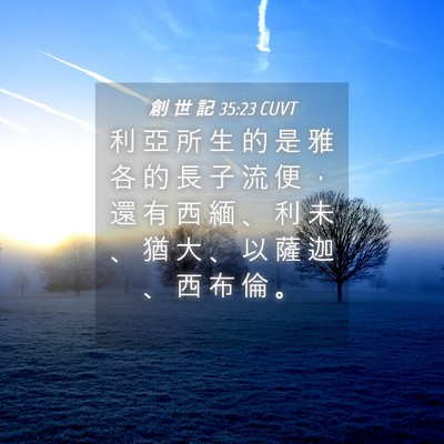 Picture 04 - 創 世 記 35:23 CUVT - 利 亞 所 生 的 是 雅 各 的 長 子 流 - Bible Verse Picture