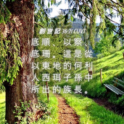 Picture 04 - 創 世 記 36:21 CUVT - 底 順 、 以 察 、 底 珊 。 這 是 從 - Bible Verse Picture