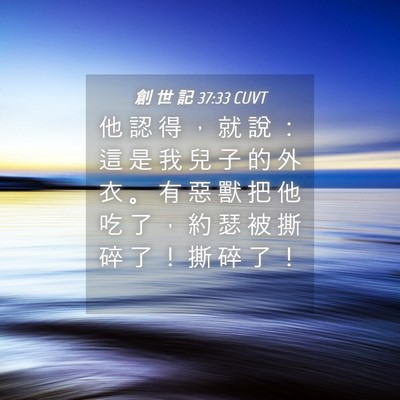 Picture 04 - 創 世 記 37:33 CUVT - 他 認 得 ， 就 說 ： 這 是 我 兒 子 - Bible Verse Picture