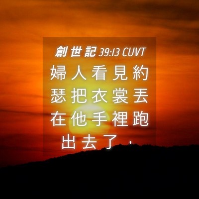 Picture 04 - 創 世 記 39:13 CUVT - 婦 人 看 見 約 瑟 把 衣 裳 丟 在 他 - Bible Verse Picture
