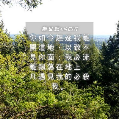 Picture 04 - 創 世 記 4:14 CUVT - 你 如 今 趕 逐 我 離 開 這 地 ， 以 - Bible Verse Picture