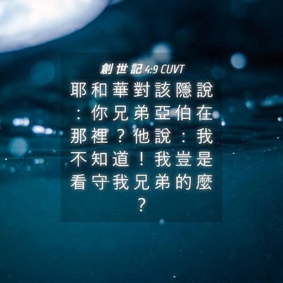 Picture 04 - 創 世 記 4:9 CUVT - 耶 和 華 對 該 隱 說 ： 你 兄 弟 亞 - Bible Verse Picture
