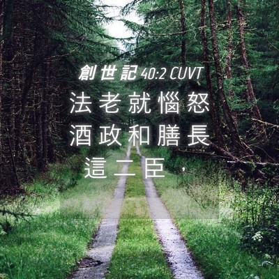 Picture 04 - 創 世 記 40:2 CUVT - 法 老 就 惱 怒 酒 政 和 膳 長 這 二 - Bible Verse Picture