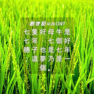 Picture 04 - 創 世 記 41:26 CUVT - 七 隻 好 母 牛 是 七 年 ， 七 個 好 - Bible Verse Picture