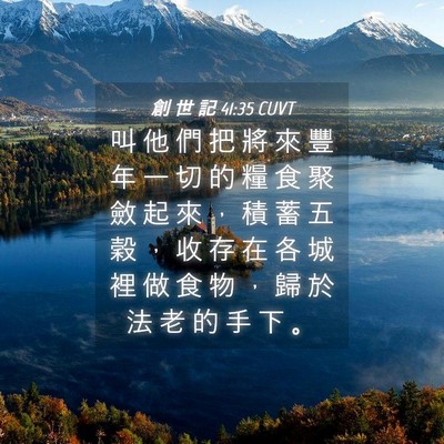 Picture 04 - 創 世 記 41:35 CUVT - 叫 他 們 把 將 來 豐 年 一 切 的 糧 - Bible Verse Picture