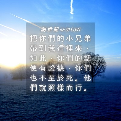 Picture 04 - 創 世 記 42:20 CUVT - 把 你 們 的 小 兄 弟 帶 到 我 這 裡 - Bible Verse Picture