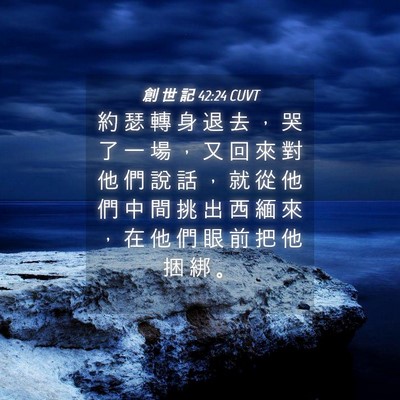 Picture 04 - 創 世 記 42:24 CUVT - 約 瑟 轉 身 退 去 ， 哭 了 一 場 ， - Bible Verse Picture