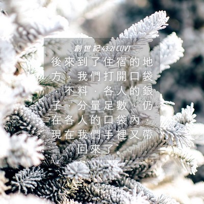 Picture 04 - 創 世 記 43:21 CUVT - 後 來 到 了 住 宿 的 地 方 ， 我 們 - Bible Verse Picture