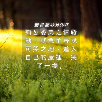 Picture 04 - 創 世 記 43:30 CUVT - 約 瑟 愛 弟 之 情 發 動 ， 就 急 忙 - Bible Verse Picture