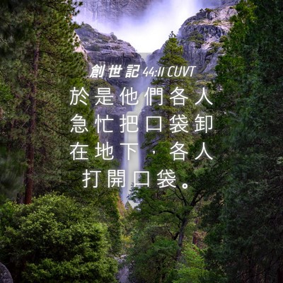 Picture 04 - 創 世 記 44:11 CUVT - 於 是 他 們 各 人 急 忙 把 口 袋 卸 - Bible Verse Picture