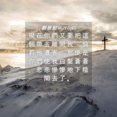 Picture 04 - 創 世 記 44:29 CUVT - 現 在 你 們 又 要 把 這 個 帶 去 離 - Bible Verse Picture