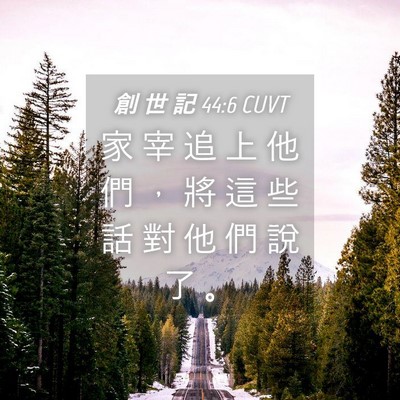 Picture 04 - 創 世 記 44:6 CUVT - 家 宰 追 上 他 們 ， 將 這 些 話 對 - Bible Verse Picture