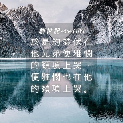Picture 04 - 創 世 記 45:14 CUVT - 於 是 約 瑟 伏 在 他 兄 弟 便 雅 憫 - Bible Verse Picture